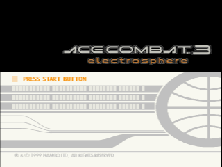 Ace Combat 3 Electrosphere title screen for Playstation